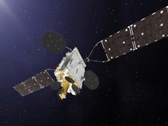 El satélite Inmarsat GX5, fabricado por Thales Alenia Space, en órbita