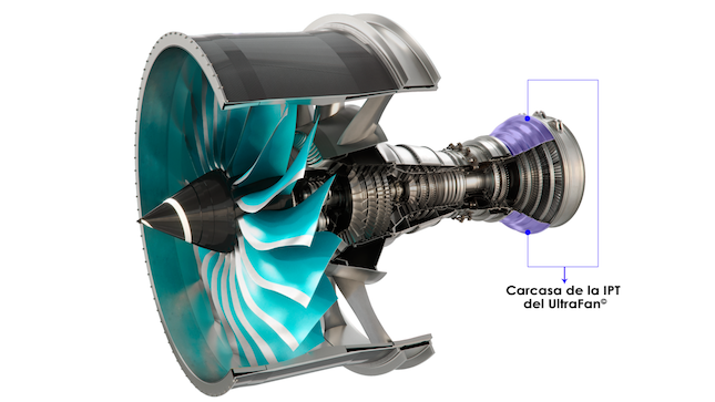 ITP Aero diseña y fabrica la primera carcasa de la IPT del futuro motor UltraFan de Rolls-Royce